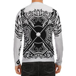 Lacrosse Sticks And Ornate Wing Print Men's Long Sleeve Rash Guard