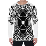 Lacrosse Sticks And Ornate Wing Print Men's Long Sleeve T-Shirt