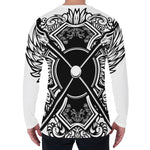 Lacrosse Sticks And Ornate Wing Print Men's Long Sleeve T-Shirt