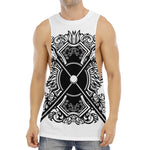 Lacrosse Sticks And Ornate Wing Print Men's Muscle Tank Top