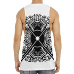 Lacrosse Sticks And Ornate Wing Print Men's Muscle Tank Top