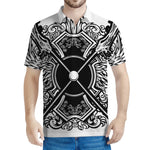 Lacrosse Sticks And Ornate Wing Print Men's Polo Shirt