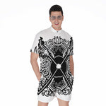 Lacrosse Sticks And Ornate Wing Print Men's Rompers