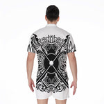 Lacrosse Sticks And Ornate Wing Print Men's Rompers