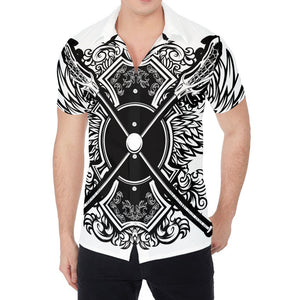 Lacrosse Sticks And Ornate Wing Print Men's Shirt