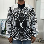 Lacrosse Sticks And Ornate Wing Print Men's Shirt Jacket