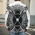 Lacrosse Sticks And Ornate Wing Print Men's Shirt Jacket