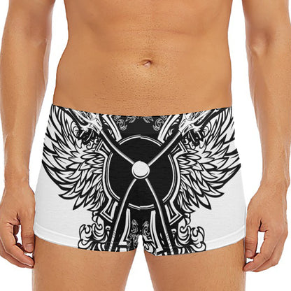 Lacrosse Sticks And Ornate Wing Print Men's Short Boxer Briefs