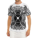 Lacrosse Sticks And Ornate Wing Print Men's Short Sleeve Rash Guard