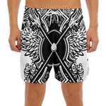 Lacrosse Sticks And Ornate Wing Print Men's Split Running Shorts
