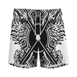 Lacrosse Sticks And Ornate Wing Print Men's Sports Shorts