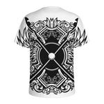 Lacrosse Sticks And Ornate Wing Print Men's Sports T-Shirt