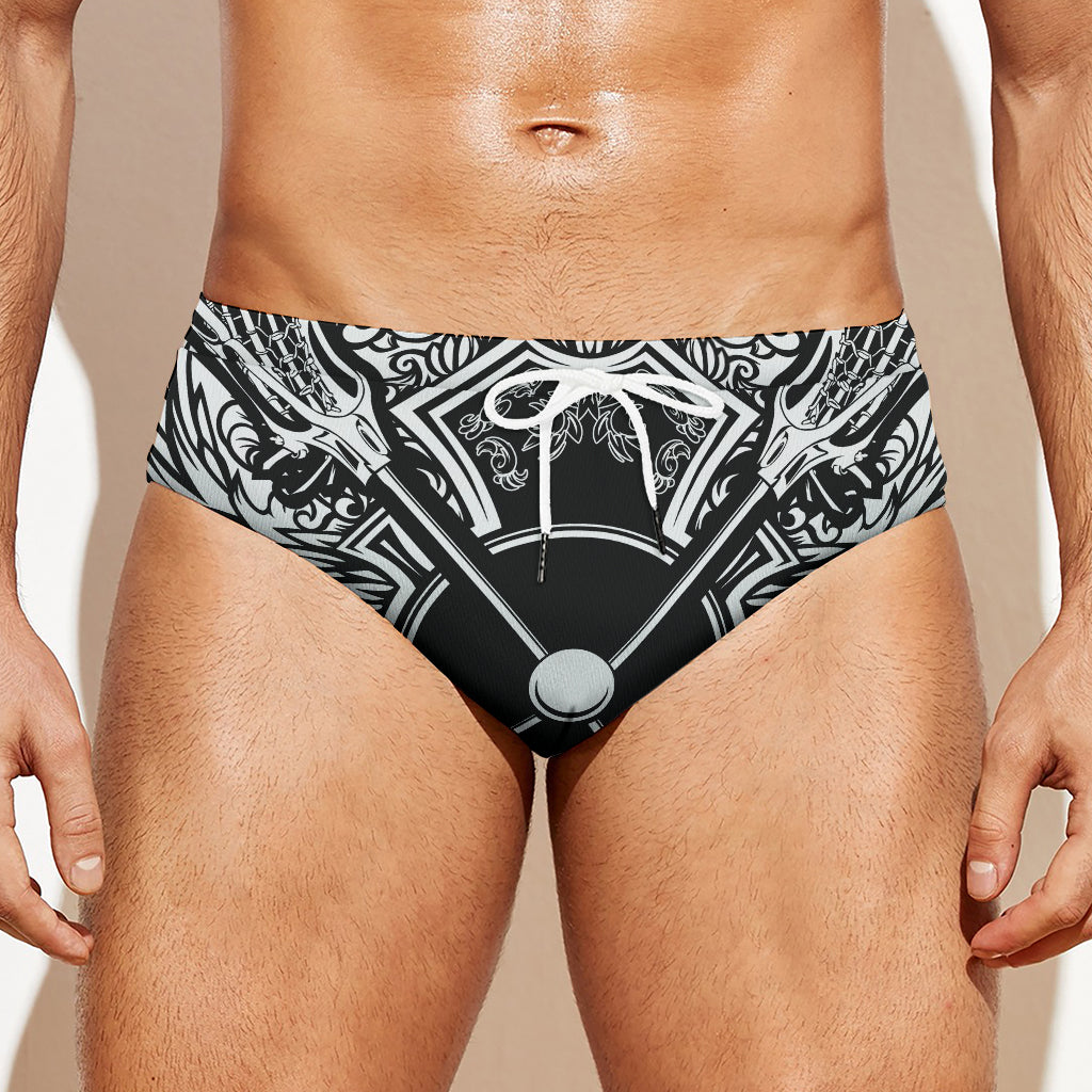 Lacrosse Sticks And Ornate Wing Print Men's Swim Briefs