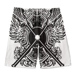 Lacrosse Sticks And Ornate Wing Print Men's Swim Trunks