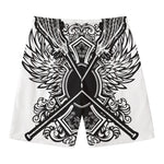 Lacrosse Sticks And Ornate Wing Print Men's Swim Trunks