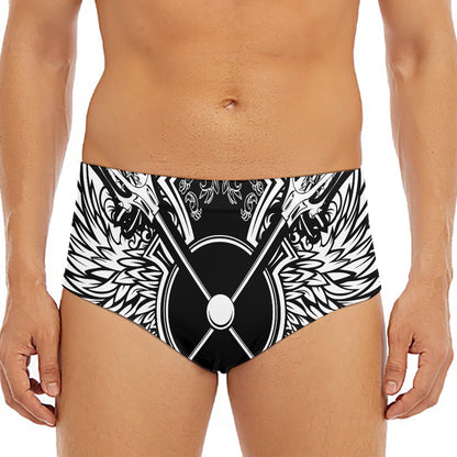 Lacrosse Sticks And Ornate Wing Print Men's Triangle Swim Briefs
