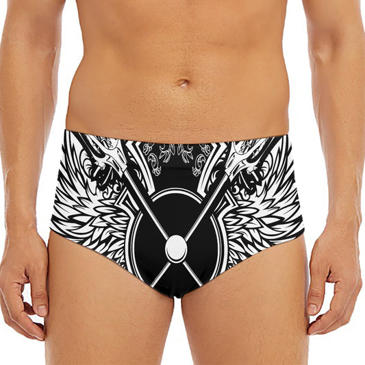 Lacrosse Sticks And Ornate Wing Print Men's Triangle Swim Briefs