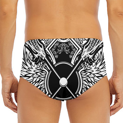 Lacrosse Sticks And Ornate Wing Print Men's Triangle Swim Briefs