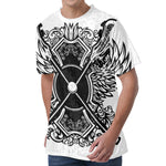 Lacrosse Sticks And Ornate Wing Print Men's Velvet T-Shirt