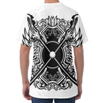 Lacrosse Sticks And Ornate Wing Print Men's Velvet T-Shirt