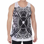 Lacrosse Sticks And Ornate Wing Print Men's Velvet Tank Top