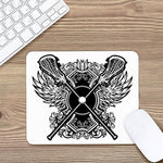 Lacrosse Sticks And Ornate Wing Print Mouse Pad