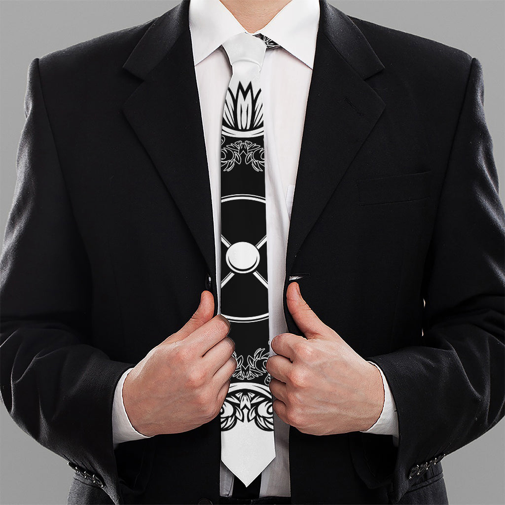 Lacrosse Sticks And Ornate Wing Print Necktie