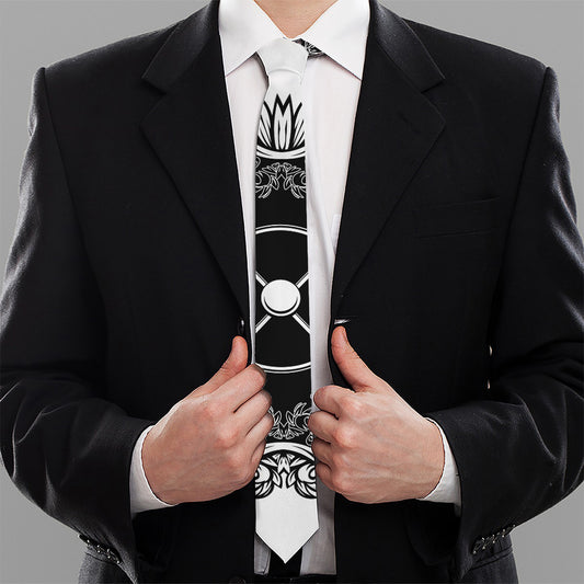 Lacrosse Sticks And Ornate Wing Print Necktie