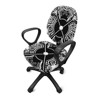 Lacrosse Sticks And Ornate Wing Print Office Chair Cover