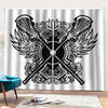 Lacrosse Sticks And Ornate Wing Print Pencil Pleat Curtains