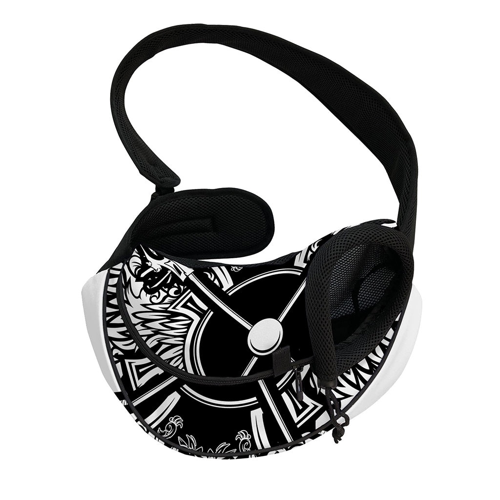 Lacrosse Sticks And Ornate Wing Print Pet Sling Carrier