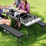 Lacrosse Sticks And Ornate Wing Print Picnic Table Cover