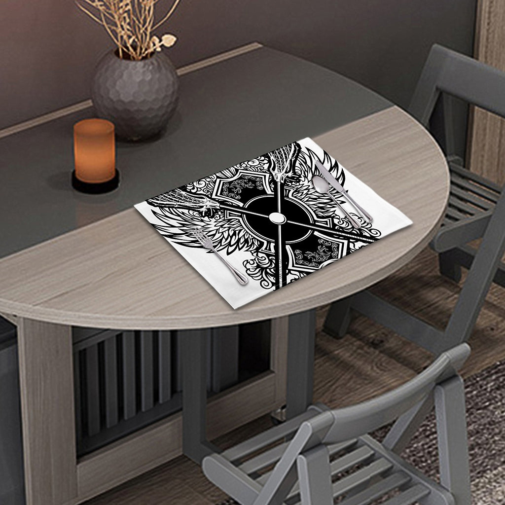 Lacrosse Sticks And Ornate Wing Print Placemat