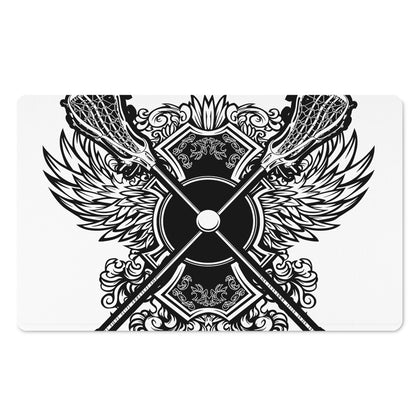 Lacrosse Sticks And Ornate Wing Print Polyester Doormat