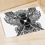 Lacrosse Sticks And Ornate Wing Print Polyester Doormat