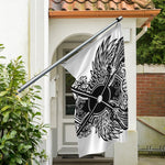 Lacrosse Sticks And Ornate Wing Print Polyester Flag
