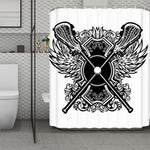 Lacrosse Sticks And Ornate Wing Print Polyester Shower Curtain