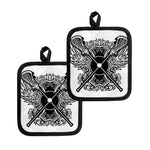 Lacrosse Sticks And Ornate Wing Print Pot Holders