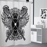 Lacrosse Sticks And Ornate Wing Print Premium Shower Curtain