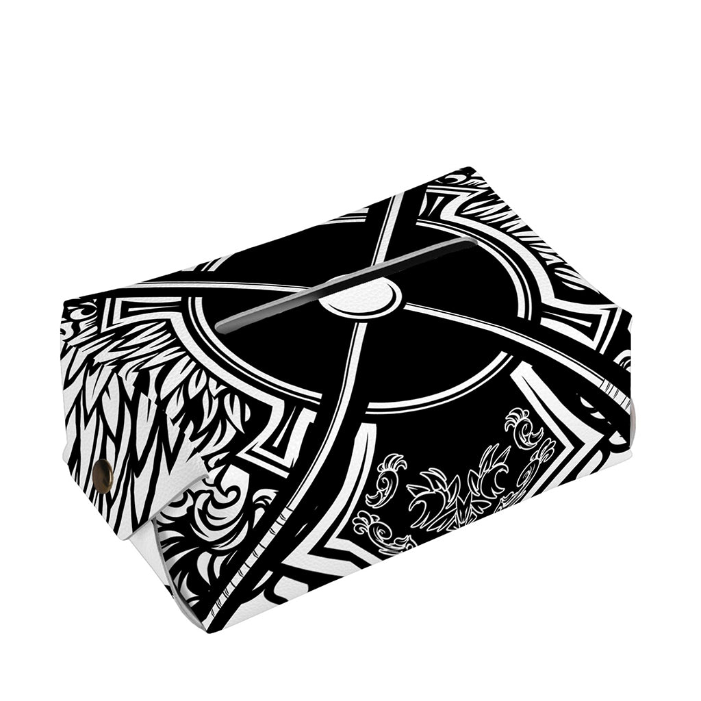 Lacrosse Sticks And Ornate Wing Print Rectangle Tissue Box Cover