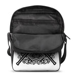 Lacrosse Sticks And Ornate Wing Print Rectangular Crossbody Bag