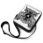 Lacrosse Sticks And Ornate Wing Print Rectangular Crossbody Bag