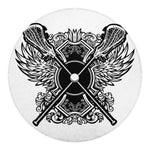 Lacrosse Sticks And Ornate Wing Print Round Blanket