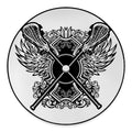 Lacrosse Sticks And Ornate Wing Print Round Floor Mat