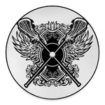 Lacrosse Sticks And Ornate Wing Print Round Floor Mat
