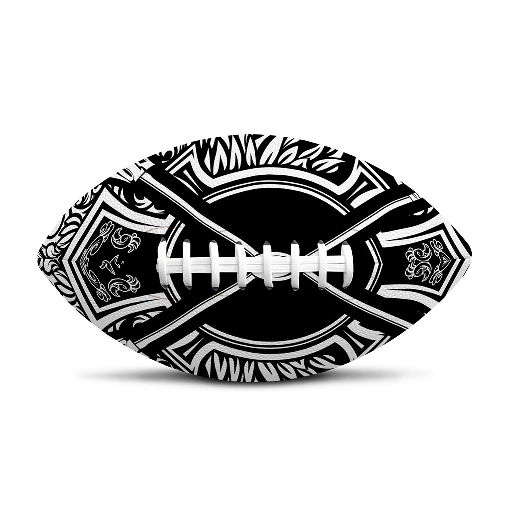 Lacrosse Sticks And Ornate Wing Print Rugby Ball