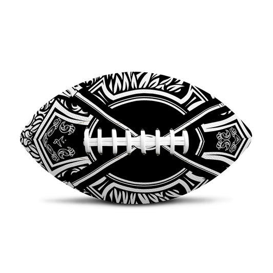 Lacrosse Sticks And Ornate Wing Print Rugby Ball