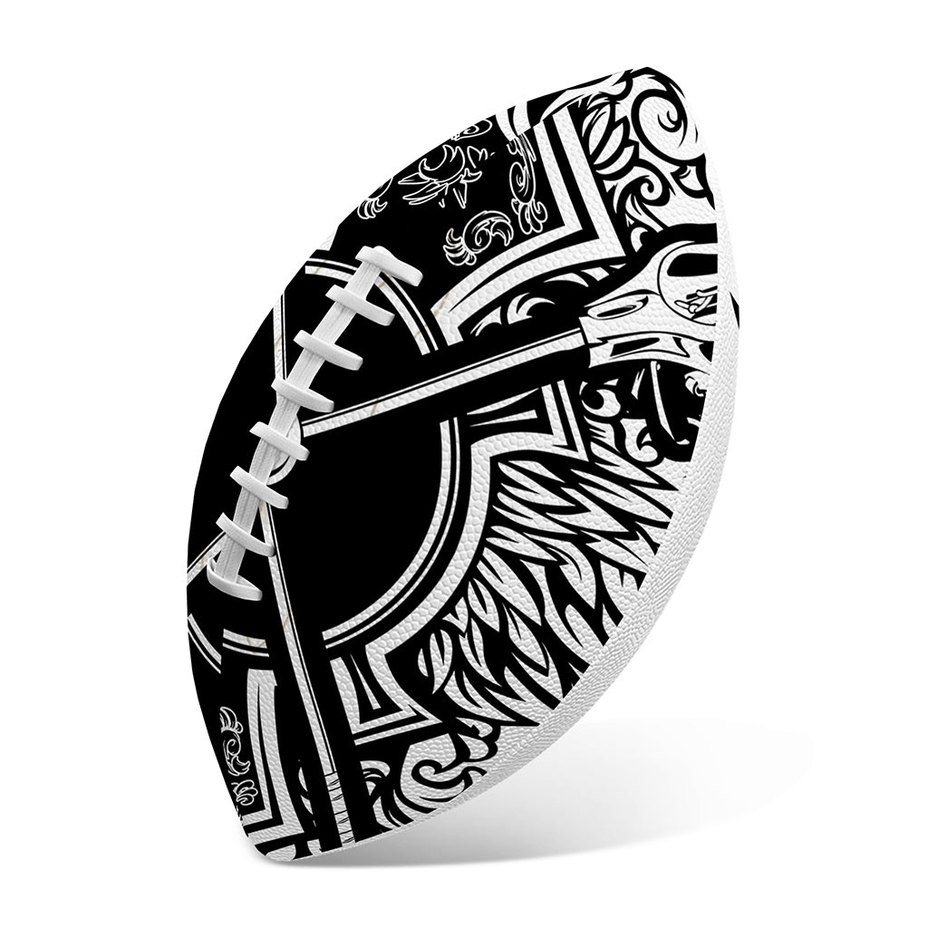 Lacrosse Sticks And Ornate Wing Print Rugby Ball