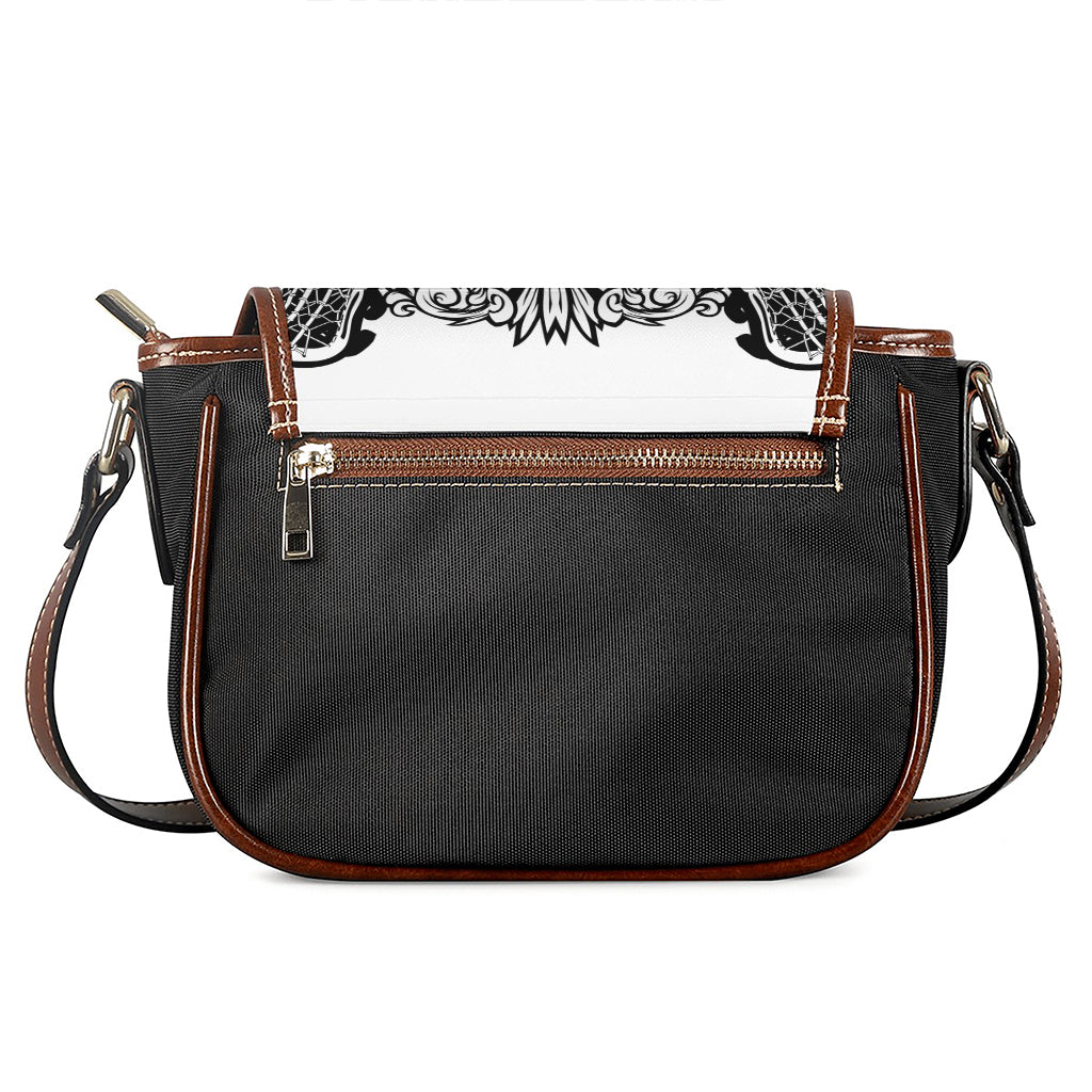 Lacrosse Sticks And Ornate Wing Print Saddle Bag