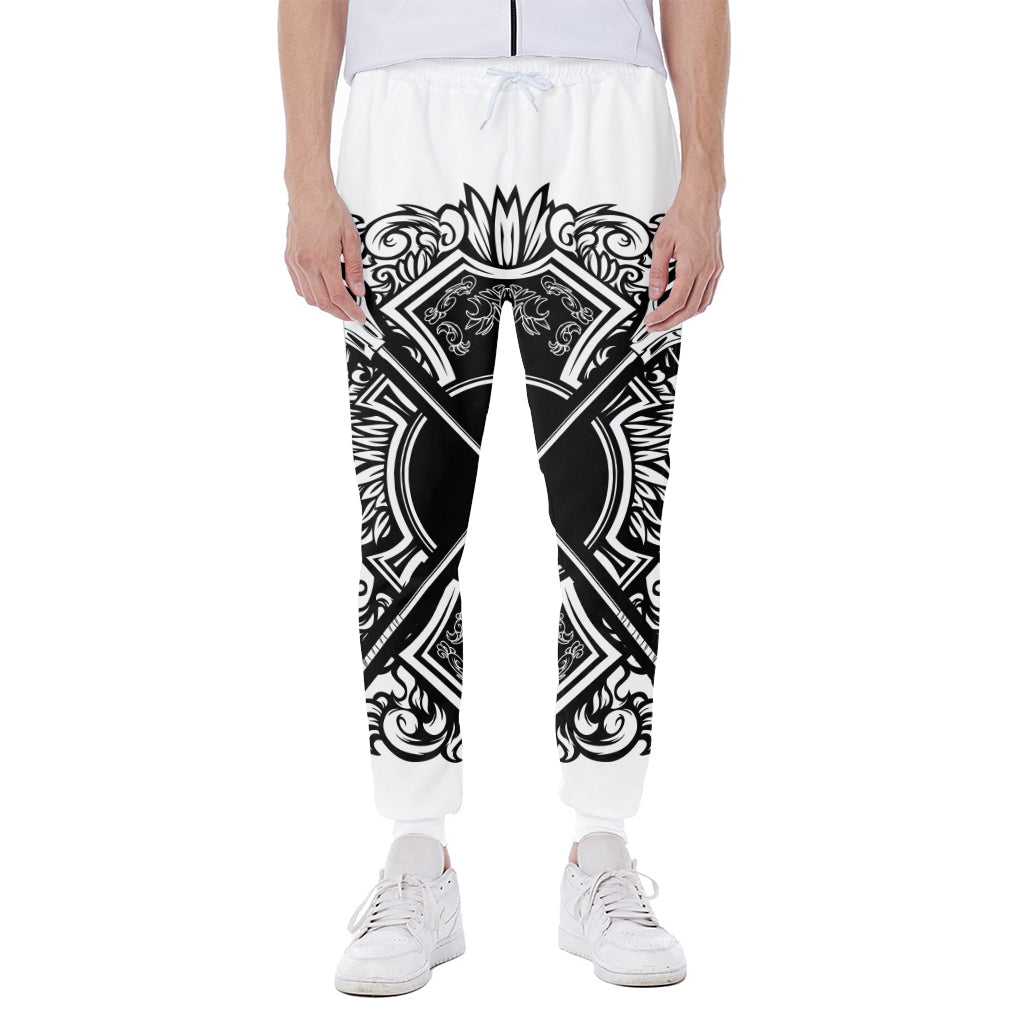 Lacrosse Sticks And Ornate Wing Print Scuba Joggers